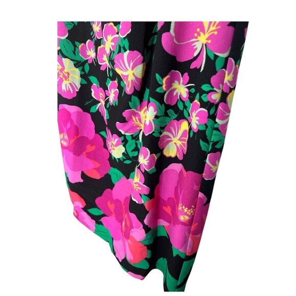 London Times Womens Black Floral Asymmetrical Neck Midi Sheath Dress Sz 10 New - Picture 5 of 7